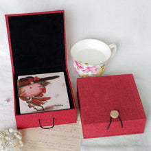 Load image into Gallery viewer, StephyDesignHK Spring, summer, autumn and winter hand-painted ceramic coaster / 4 in gift box set / Customized gift