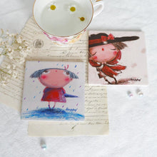 Load image into Gallery viewer, StephyDesignHK Spring, summer, autumn and winter hand-painted ceramic coaster / 4 in gift box set / Customized gift