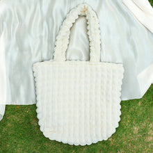 Load image into Gallery viewer, StephyDesignHK White cotton candy cloth Tote bag with Twilly / Matched with cat embroidery