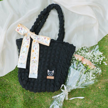 將圖片載入圖庫檢視器 StephyDesignHK 黑色雲朵棉花糖斜背貓布包送絲巾綁包 / 自選自家貓刺繡片/客製貓咪包