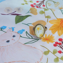 Load image into Gallery viewer, StephyDesignHK My lovely kittens Hand-painted Scarf with Scarf Ring Gift Box