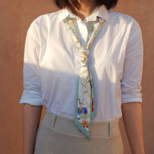 將圖片載入圖庫檢視器 StephyDesignHK  素雅蘭花絲巾飄帶配絲巾扣禮盒 /小圍巾 / 領巾 / 長絲巾/髮帶