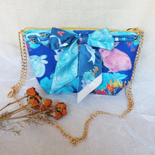 Load image into Gallery viewer, StephyDesignHK Blue Forest Cute Rabbit Silk Scarf + Dual-purpose Crossbody Bag / Clutch Bag 2-Piece Set
