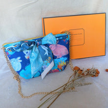 Load image into Gallery viewer, StephyDesignHK Blue Forest Cute Rabbit Silk Scarf + Dual-purpose Crossbody Bag / Clutch Bag 2-Piece Set