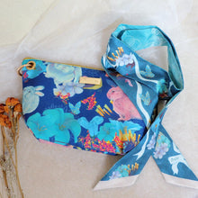 Load image into Gallery viewer, StephyDesignHK Blue Forest Cute Rabbit Silk Scarf + Dual-purpose Crossbody Bag / Clutch Bag 2-Piece Set