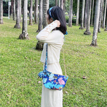 Load image into Gallery viewer, StephyDesignHK Blue Forest Cute Rabbit Silk Scarf + Dual-purpose Crossbody Bag / Clutch Bag 2-Piece Set