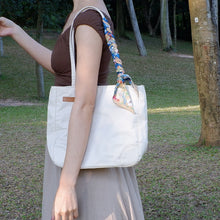 Load image into Gallery viewer, StephyDesignHK Multi-pocket White Nylon shoulder tote bag with Twilly scarf