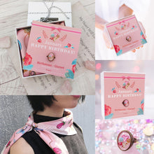 將圖片載入圖庫檢視器 StephyDesignHK 團購優惠2件起【客製化生日禮物】生日石絲巾連絲巾扣禮物套裝