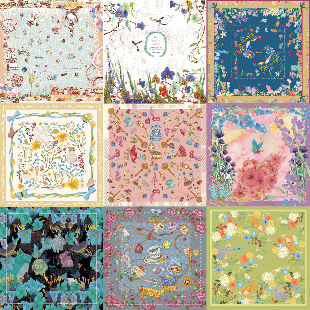 StephyDesignHK Group purchase/ Hand-painted original design scarf with scarf ring noble gift set