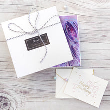 Load image into Gallery viewer, StephyDesignHK February Amethyst birthday stone silk scarf and silk scarf ring gift set 
