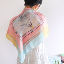 將圖片載入圖庫檢視器 【客製化絲巾禮物】 個人畫作客製絲巾 &amp; 絲巾扣禮盒 / 母親節/ 畢業禮物
