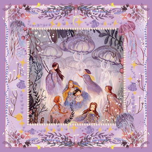 StephyDesignHK 【粉紫色】海洋的故事大絲巾連絲巾扣高雅禮盒