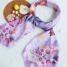Load image into Gallery viewer, StephyDesignHK 【Purple Pink】Ocean Story Scarf with Scarf Ring Elegant Gift Box
