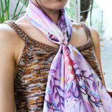 Load image into Gallery viewer, StephyDesignHK 【Purple Pink】Ocean Story Scarf with Scarf Ring Elegant Gift Box
