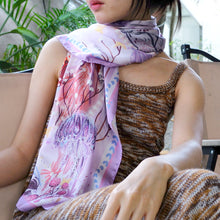 Load image into Gallery viewer, StephyDesignHK 【Purple Pink】Ocean Story Scarf with Scarf Ring Elegant Gift Box
