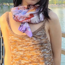 Load image into Gallery viewer, StephyDesignHK 【Purple Pink】Ocean Story Scarf with Scarf Ring Elegant Gift Box
