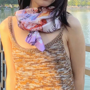 StephyDesignHK 【Purple Pink】Ocean Story Scarf with Scarf Ring Elegant Gift Box