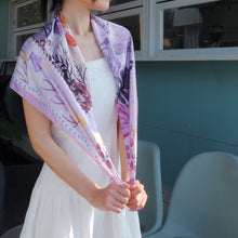 Load image into Gallery viewer, StephyDesignHK 【Purple Pink】Ocean Story Scarf with Scarf Ring Elegant Gift Box
