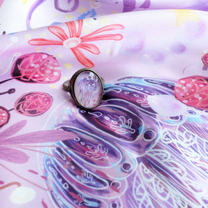 StephyDesignHK 【Purple Pink】Ocean Story Scarf with Scarf Ring Elegant Gift Box