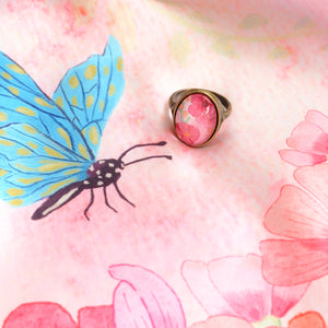 StephyDesignHK Flower and Butterfly scarf & scarf Ring gift Set