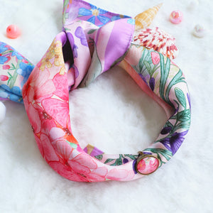 StephyDesignHK Flower and Butterfly scarf & scarf Ring gift Set