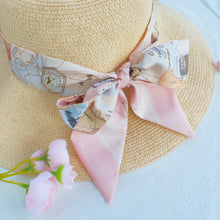 Load image into Gallery viewer,  [Hong Kong Souvenirs Gift] Hand-Painted Beige TWILLY Scarf with Scarf Ring Gift Set

