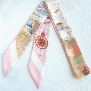  [Hong Kong Souvenirs Gift] Hand-Painted Beige TWILLY Scarf with Scarf Ring Gift Set