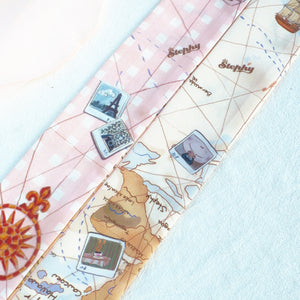  [Hong Kong Souvenirs Gift] Hand-Painted Beige TWILLY Scarf with Scarf Ring Gift Set
