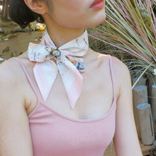 Load image into Gallery viewer,  [Hong Kong Souvenirs Gift] Hand-Painted Beige TWILLY Scarf with Scarf Ring Gift Set
