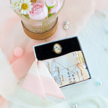Load image into Gallery viewer,  [Hong Kong Souvenirs Gift] Hand-Painted Beige TWILLY Scarf with Scarf Ring Gift Set
