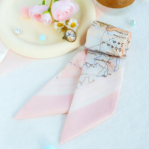 [Hong Kong Souvenirs Gift] Hand-Painted Beige TWILLY Scarf with Scarf Ring Gift Set