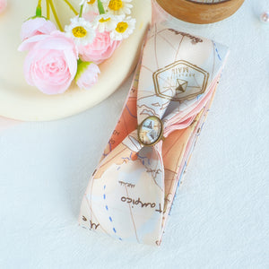  [Hong Kong Souvenirs Gift] Hand-Painted Beige TWILLY Scarf with Scarf Ring Gift Set