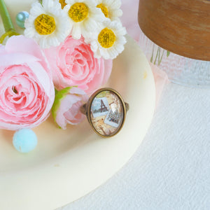  [Hong Kong Souvenirs Gift] Hand-Painted Beige TWILLY Scarf with Scarf Ring Gift Set