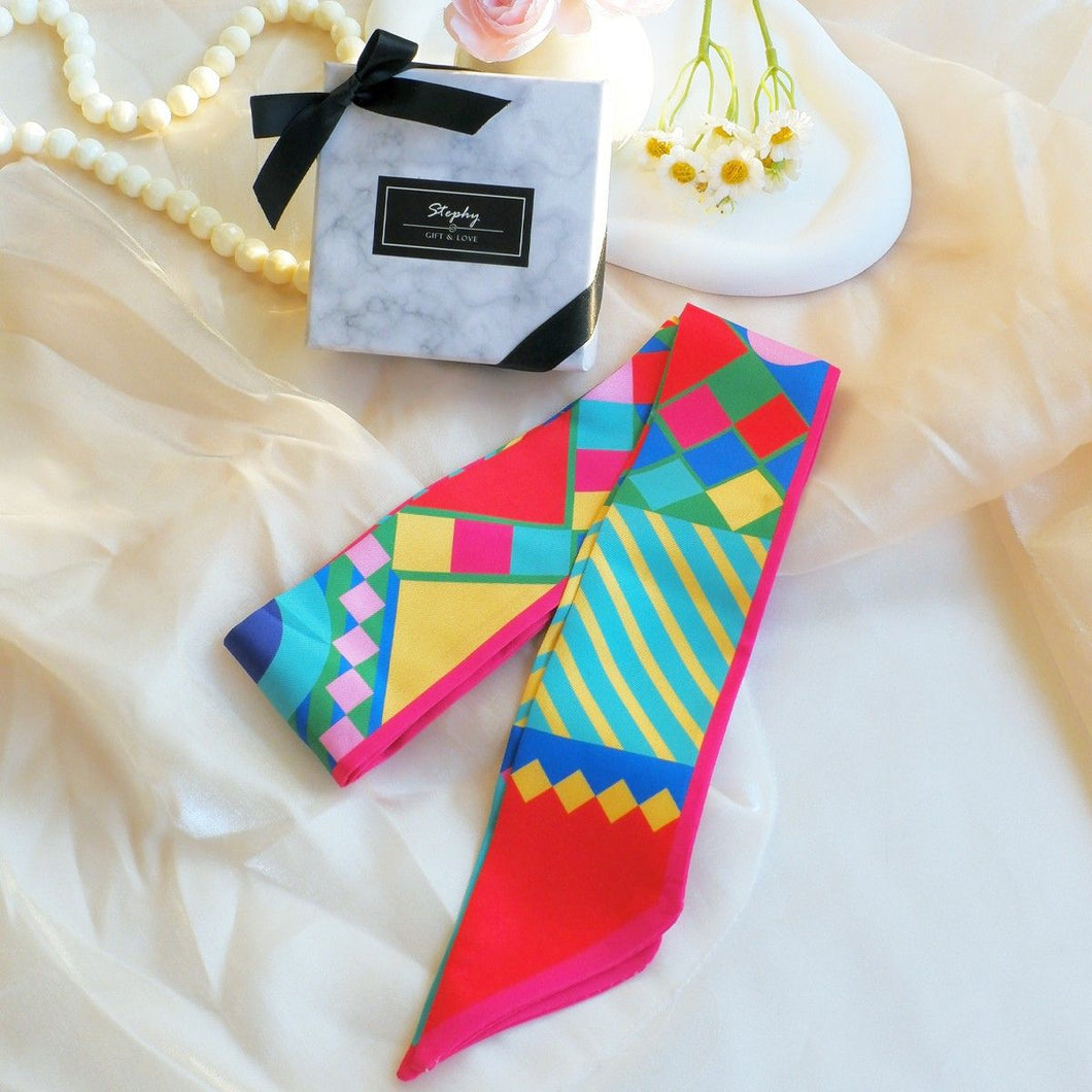 【TWILLY】幾何圖長絲巾禮盒 | 配絲巾扣 領巾 體面的聖誕交換禮物