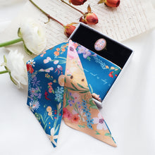 Load image into Gallery viewer, StephyDesignHK Blooming Twilly Scarf with Scarf Ring Gift Box / Neck Tie Scarf Hairband
