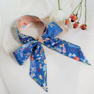StephyDesignHK Blooming Twilly Scarf with Scarf Ring Gift Box / Neck Tie Scarf Hairband