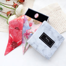 Load image into Gallery viewer, StephyDesignHK Waterflower Twilly Scarf with Scarf Ring Gift Box / Neck Tie Scarf /Handbag Scarf
