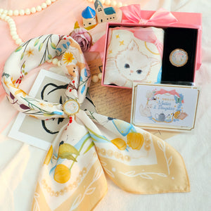 [Mother's Day Gift Box] Kitten Scarf + Triangle Kitten scarf ring Gift Set