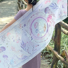 將圖片載入圖庫檢視器 香港維港幻浪 粉紫浪漫輕飄雪紡長圍巾/ 配絲巾扣高雅禮盒
