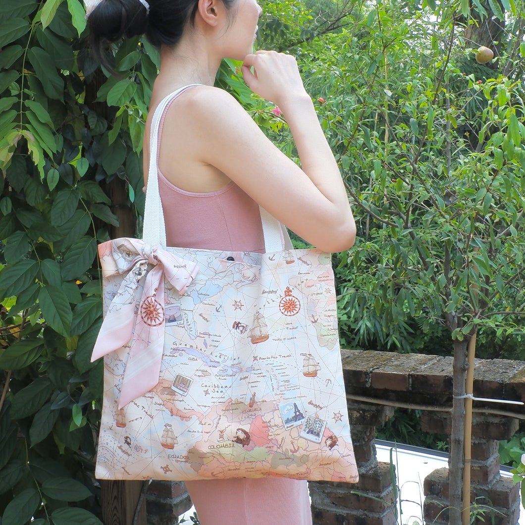 世界地圖TOTE BAG 絲巾包包 | 愛旅行者托特包 絲巾+包包兩用