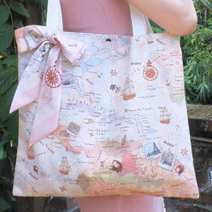 世界地圖TOTE BAG 絲巾包包 | 愛旅行者托特包 絲巾+包包兩用
