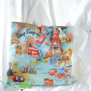 StephyDesignHK  "Hong Kong Mountain and Sea " Large tote Bag