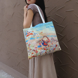 StephyDesignHK Sky Flowers canvas Tote bag Shopping Bag