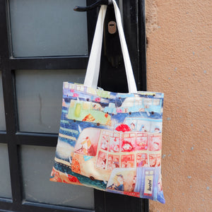 StephyDesignHK A rainy day Printed Tote Bag 