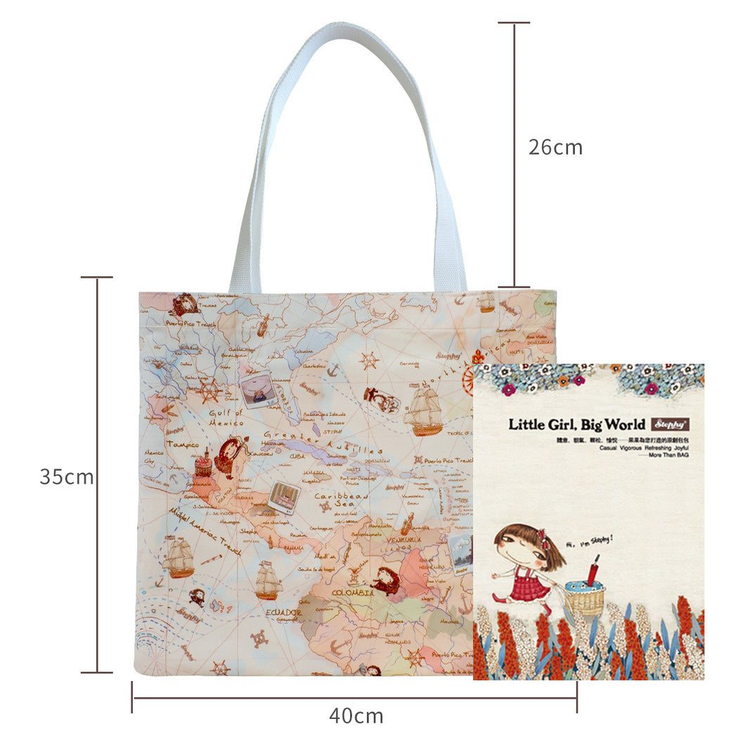 StephyDesignHK WorldMap Printed Tote Bag 