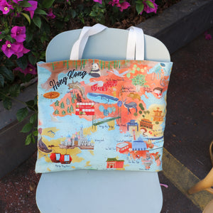 StephyDesignHK  "Hong Kong Mountain and Sea " Large tote Bag