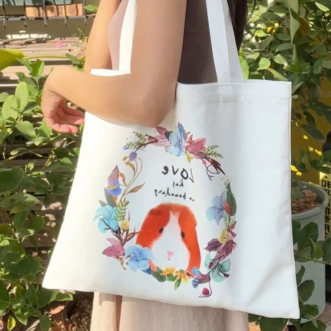 StephyDesignHK 胖貓和豚鼠  小格紋棉帆布包Tote Bag托特包