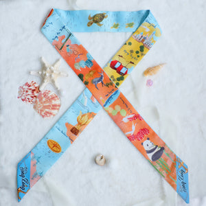 StephyDesignHK   [Hong Kong Souvenirs Gift] Hong Kong Mountain & sea Twilly scarf Gift Set