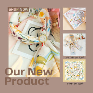 StephyDesignHK 【Square scarf + Twilly scarf + scarf ring Gift Set】   (3 pieces as a Set)