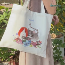 Load and play video in Gallery viewer, StephyDesignHK  Fat Cat and Guinea Pig Cotton Canvas Bag /  Tote Bag

